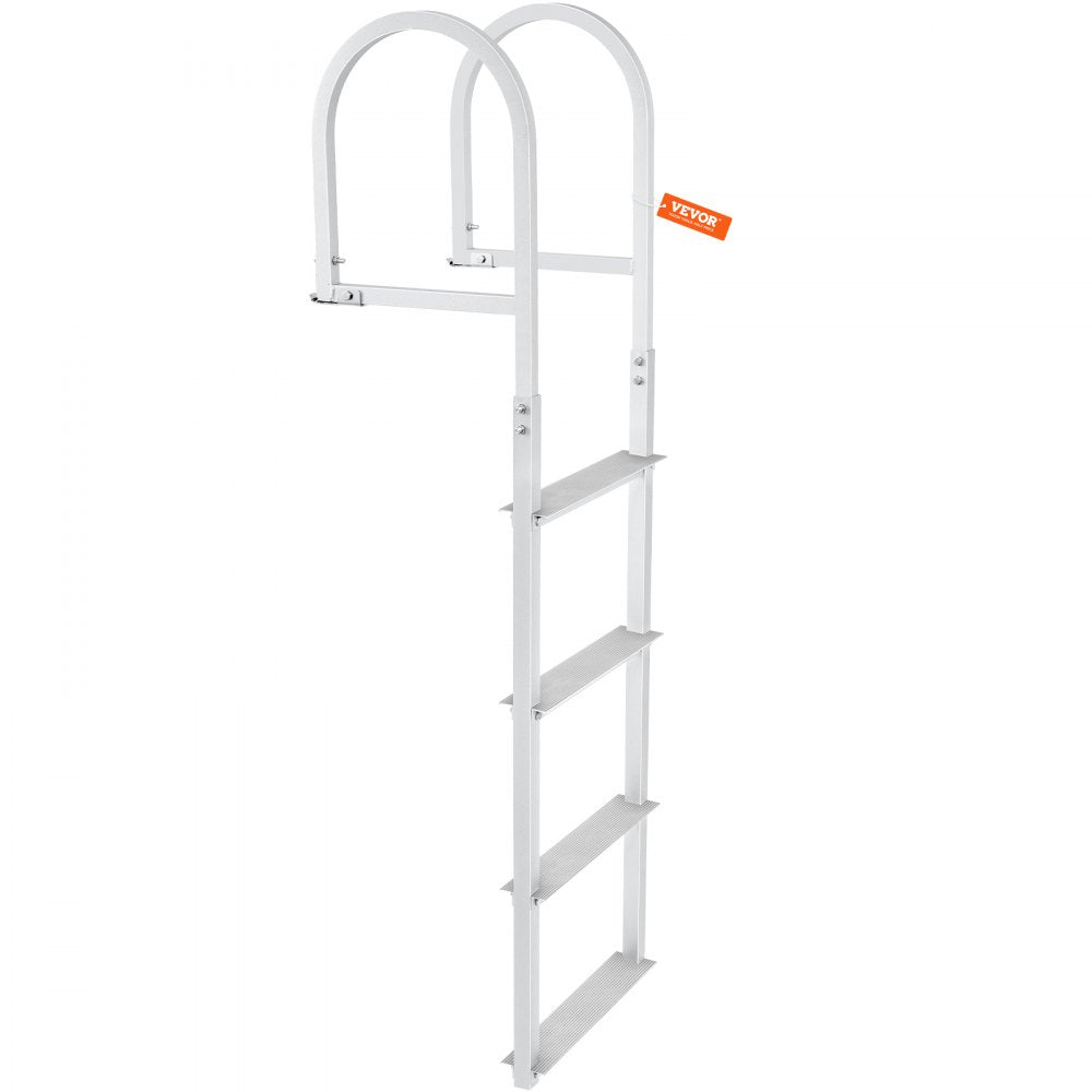 VEVOR Dock Ladder, Removable 4 Steps, 500 lbs Load Capacity, Aluminum Alloy Pontoon Boat Ladder with 3.1'' Wide Step & Nonslip Rubber Mat, Easy to Install for Ship/Lake/Pool/Marine Boarding