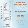 VEVOR Dock Ladder, Flip-Up 5 Steps, 350 lbs Load Capacity, Aluminum Alloy Pontoon Boat Ladder with 2'' Wide Step & Nonslip Rubber Mat, Easy to Install for Ship/Lake/Pool/Marine Boarding