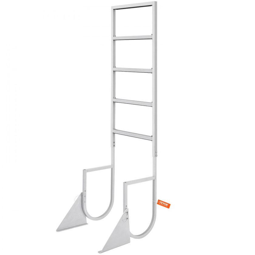 VEVOR Dock Ladder, Flip-Up 5 Steps, 350 lbs Load Capacity, Aluminum Alloy Pontoon Boat Ladder with 2'' Wide Step & Nonslip Rubber Mat, Easy to Install for Ship/Lake/Pool/Marine Boarding