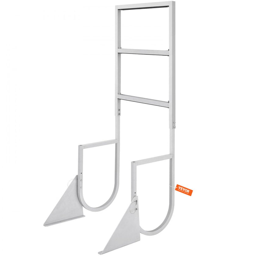 VEVOR Dock Ladder, Flip-Up 3 Steps, 350 lbs Load Capacity, Aluminum Alloy Pontoon Boat Ladder with 2'' Wide Step & Nonslip Rubber Mat, Easy to Install for Ship/Lake/Pool/Marine Boarding
