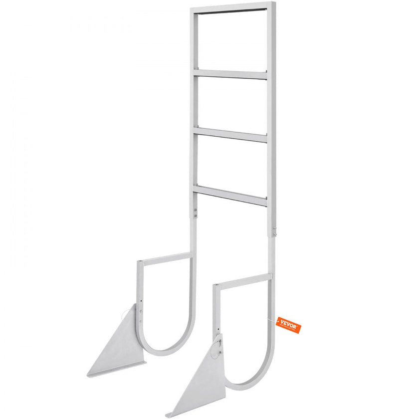 VEVOR Dock Ladder, Flip-Up 4 Steps, 350 lbs Load Capacity, Aluminum Alloy Pontoon Boat Ladder with 2'' Wide Step & Nonslip Rubber Mat, Easy to Install for Ship/Lake/Pool/Marine Boarding