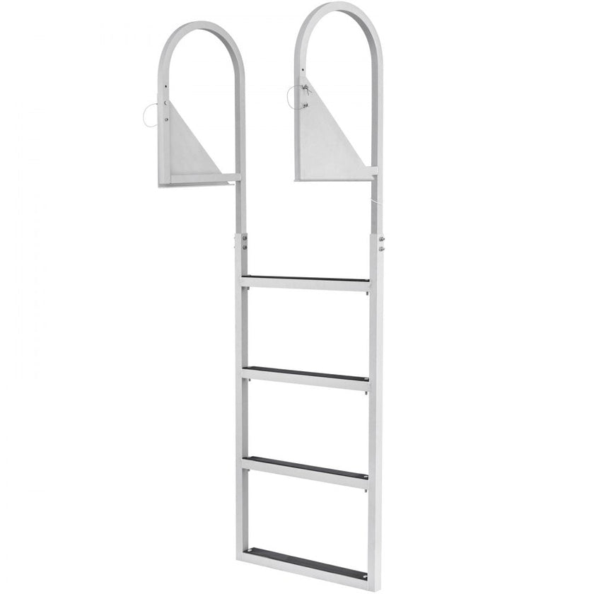 VEVOR Dock Ladder, Flip-Up 4 Steps, 350 lbs Load Capacity, Aluminum Alloy Pontoon Boat Ladder with 2'' Wide Step & Nonslip Rubber Mat, Easy to Install for Ship/Lake/Pool/Marine Boarding