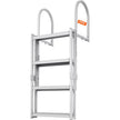 VEVOR Dock Ladder, Retractable 4 Steps, 350 lbs Load Capacity, Aluminum Alloy Pontoon Boat Ladder with 55.1''-67.1'' Adjustable Height, 4'' Wide Step & Rubber Mat, for Ship/Lake/Pool/Marine Boarding
