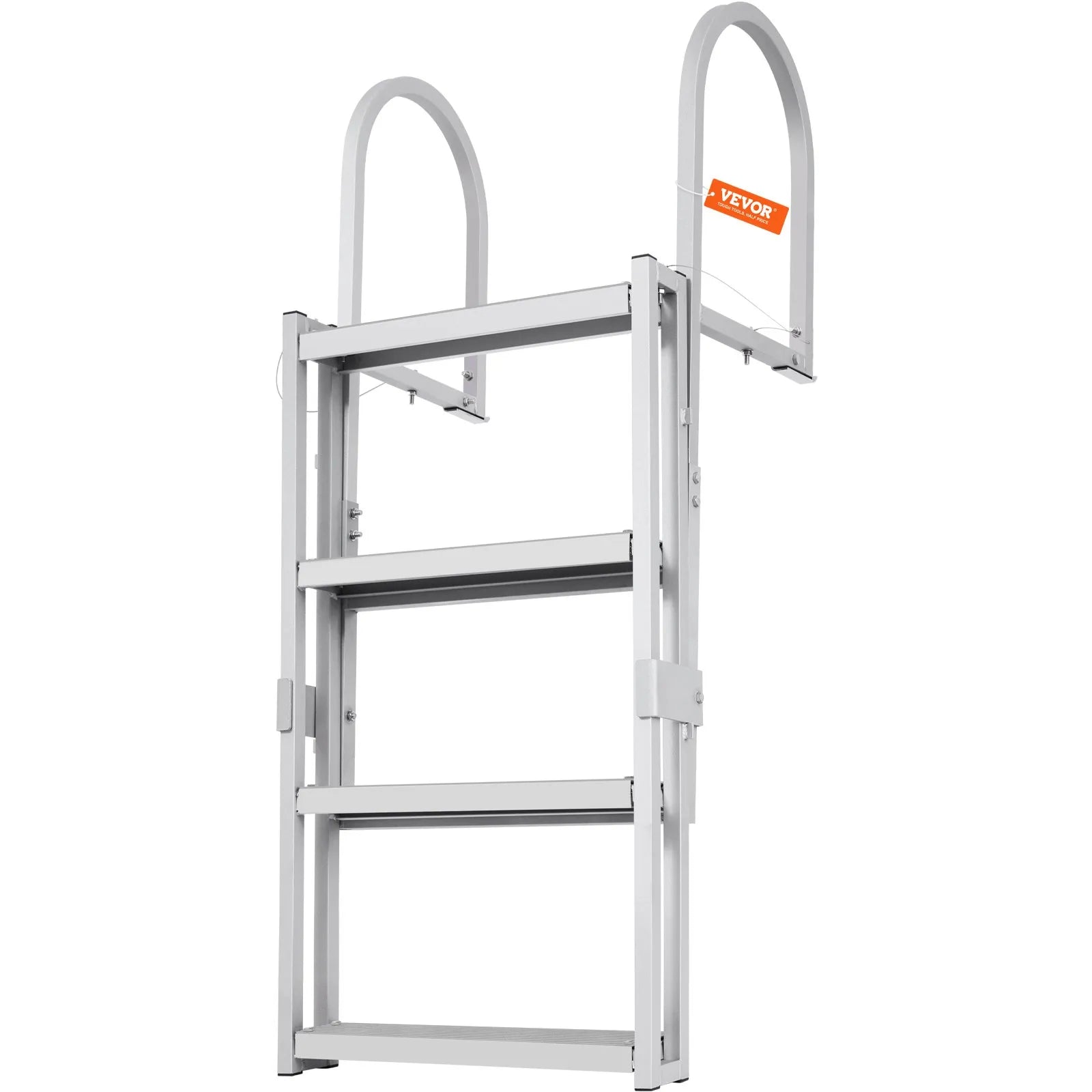 VEVOR Dock Ladder, Retractable 4 Steps, 350 lbs Load Capacity, Aluminum Alloy Pontoon Boat Ladder with 55.1''-67.1'' Adjustable Height, 4'' Wide Step & Rubber Mat, for Ship/Lake/Pool/Marine Boarding