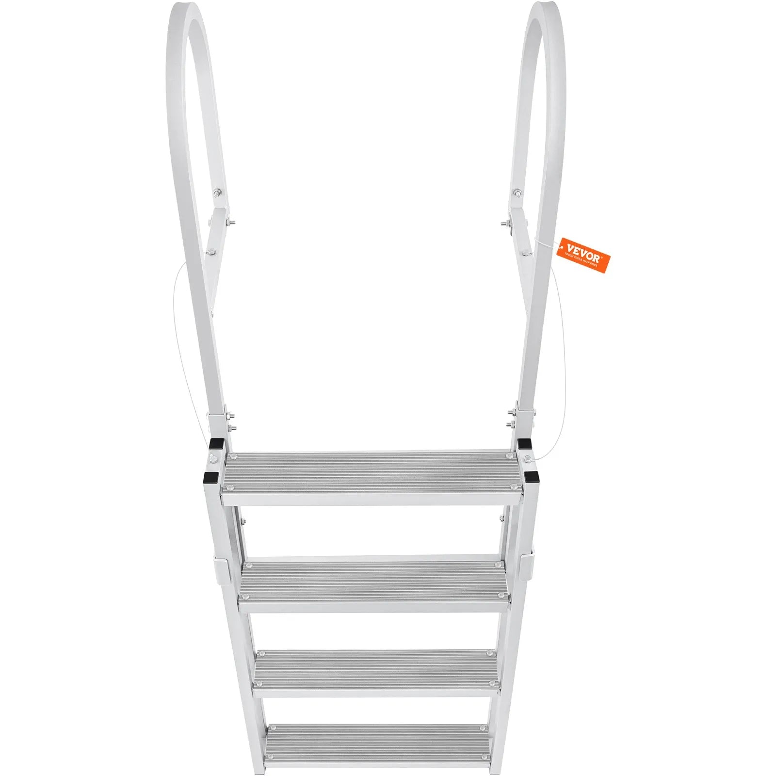 VEVOR Dock Ladder, Retractable 4 Steps, 350 lbs Load Capacity, Aluminum Alloy Pontoon Boat Ladder with 55.1''-67.1'' Adjustable Height, 4'' Wide Step & Rubber Mat, for Ship/Lake/Pool/Marine Boarding