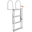 VEVOR Dock Ladder, Retractable 4 Steps, 350 lbs Load Capacity, Aluminum Alloy Pontoon Boat Ladder with 55.1''-67.1'' Adjustable Height, 4'' Wide Step & Rubber Mat, for Ship/Lake/Pool/Marine Boarding