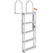 VEVOR Dock Ladder, Retractable 5 Steps, 350 lbs Load Capacity, Aluminum Alloy Pontoon Boat Ladder with 66.9''-78.9'' Adjustable Height, 4'' Wide Step & Rubber Mat, for Ship/Lake/Pool/Marine Boarding