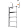 VEVOR Dock Ladder, Retractable 5 Steps, 350 lbs Load Capacity, Aluminum Alloy Pontoon Boat Ladder with 66.9''-78.9'' Adjustable Height, 4'' Wide Step & Rubber Mat, for Ship/Lake/Pool/Marine Boarding