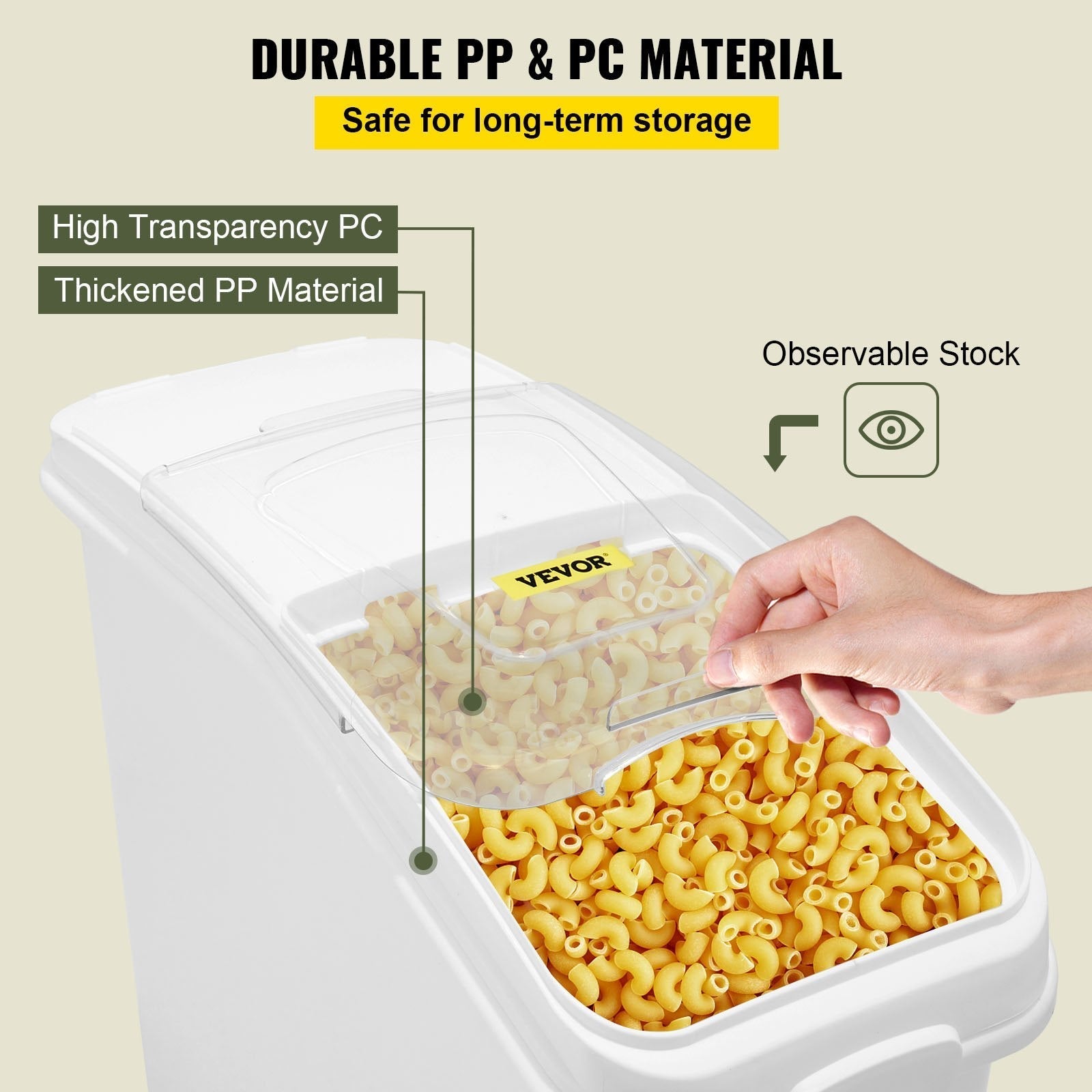 VEVOR 21 Gallon Ingredient Bin with Scoop 400 Cup Ingredient Bin with Sliding Lid Commercial Food Storage for Kitchen