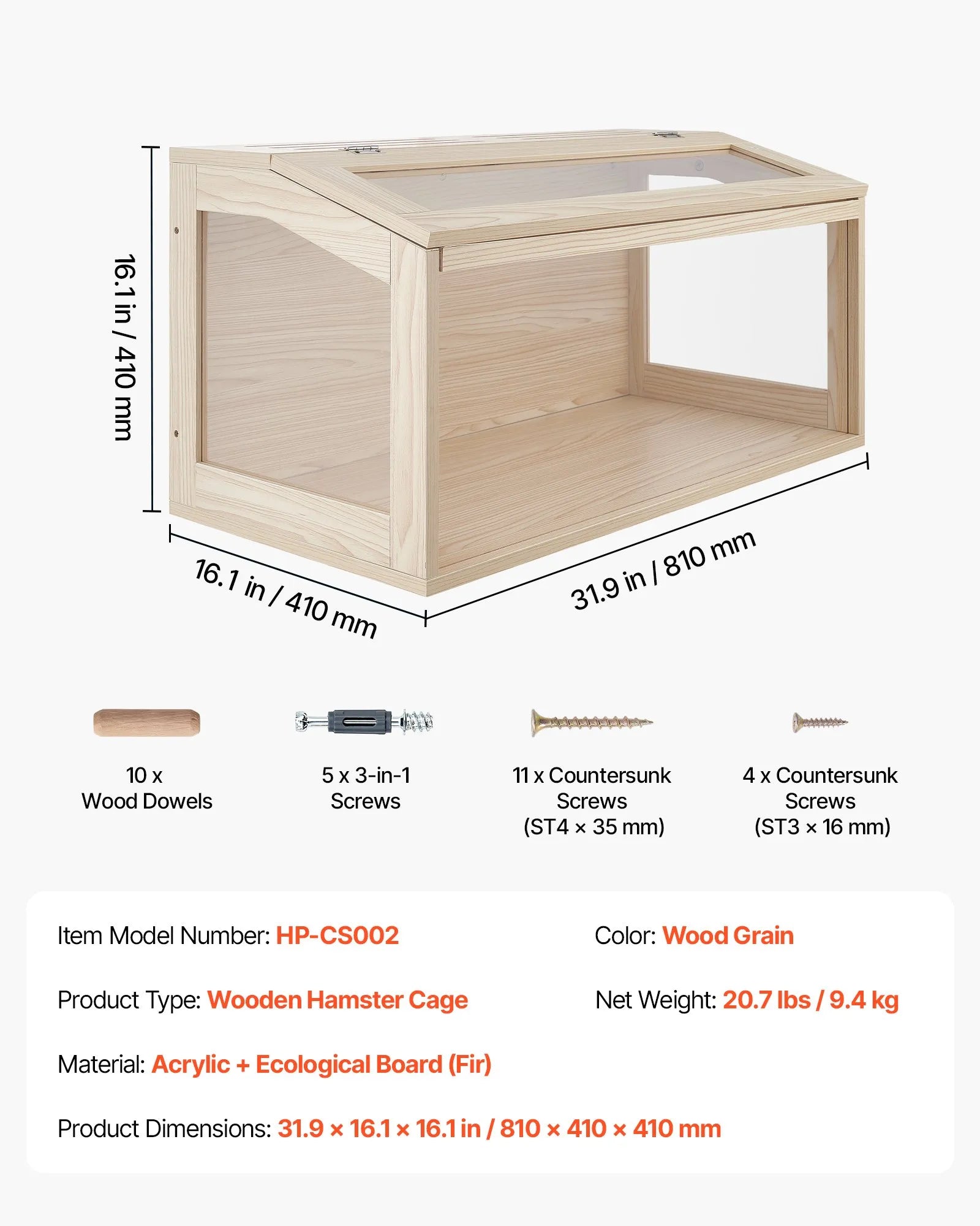 Wooden Hamster Cage, 31.9