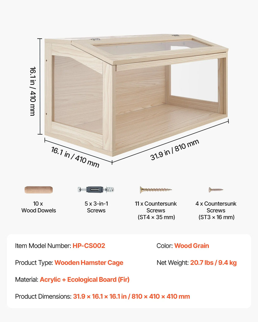Wooden Hamster Cage, 31.9