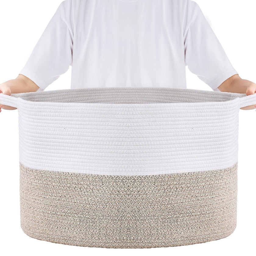 VEVOR Cotton Rope Storage Basket 87L Woven Blanket Basket 20 x 20 x 14 in