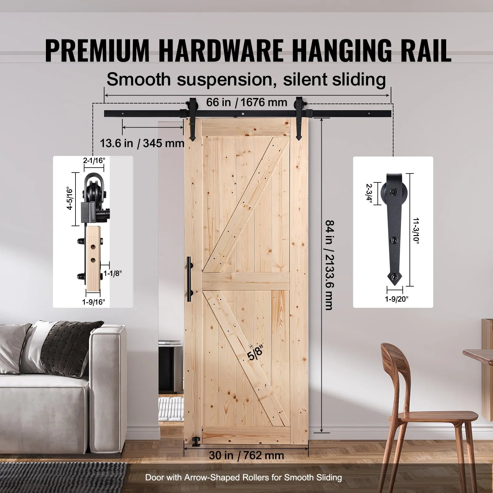 VEVOR Barn Door and Hardware Kit, 30