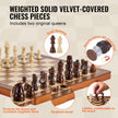 VEVOR Magnetic Wooden Chess Set, 15 inch 2-IN-1 Chess Checkers Game Set, Folding Chess Board Games for Adults Kids, 2 Queens Portable Travel Gift Chess Set for Tournament Professional Beginner