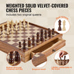 VEVOR Solid Wood Chess Set, 15 inch  2-IN-1 Chess Checkers Game Set, Chess Board Games with Storage Drawer & Weighted Chess Checkers Pieces & 2 Queens, for Adults Kids Tournament Professional Beginner