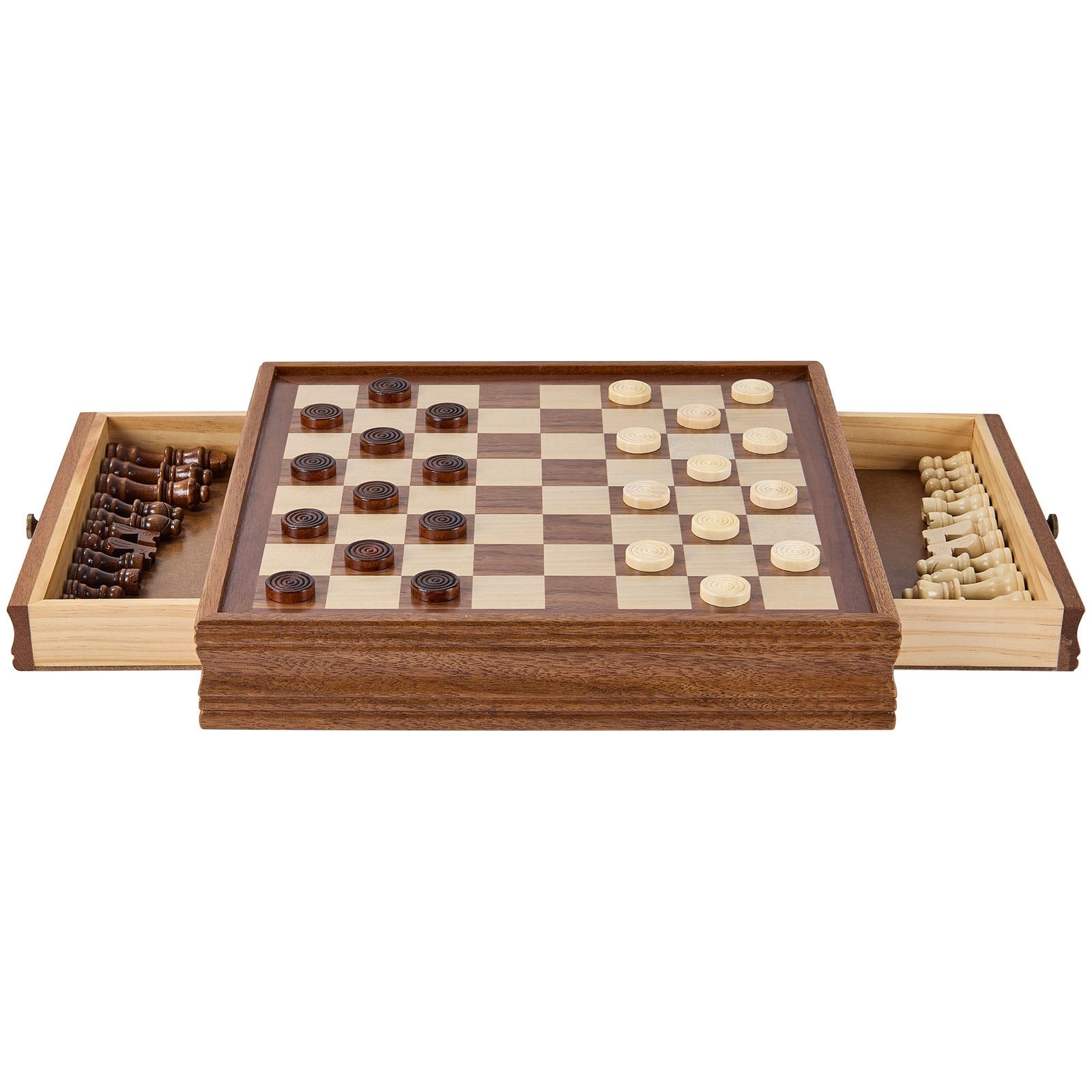 VEVOR Solid Wood Chess Set, 15 inch  2-IN-1 Chess Checkers Game Set, Chess Board Games with Storage Drawer & Weighted Chess Checkers Pieces & 2 Queens, for Adults Kids Tournament Professional Beginner