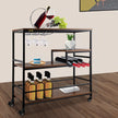 VEVOR Rustic Bar Cart, 3-Tier Industrial Bar Cart for Home, Bar Cart with Wine Rack & Glass Holders, 35.4 x 15.7 x 37.4 inches Home Bar & Serving Carts, Wine Cart on Wheels, Glass Bar Cart Brown