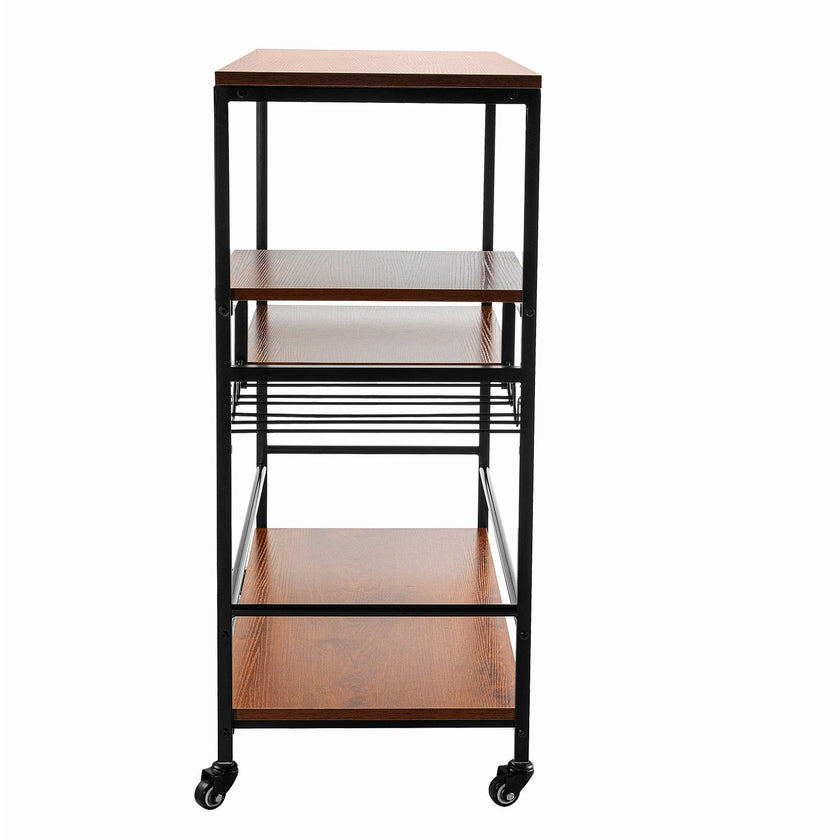 VEVOR Rustic Bar Cart, 3-Tier Industrial Bar Cart for Home, Bar Cart with Wine Rack & Glass Holders, 35.4 x 15.7 x 37.4 inches Home Bar & Serving Carts, Wine Cart on Wheels, Glass Bar Cart Brown