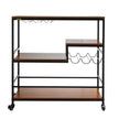 VEVOR Rustic Bar Cart, 3-Tier Industrial Bar Cart for Home, Bar Cart with Wine Rack & Glass Holders, 35.4 x 15.7 x 37.4 inches Home Bar & Serving Carts, Wine Cart on Wheels, Glass Bar Cart Brown