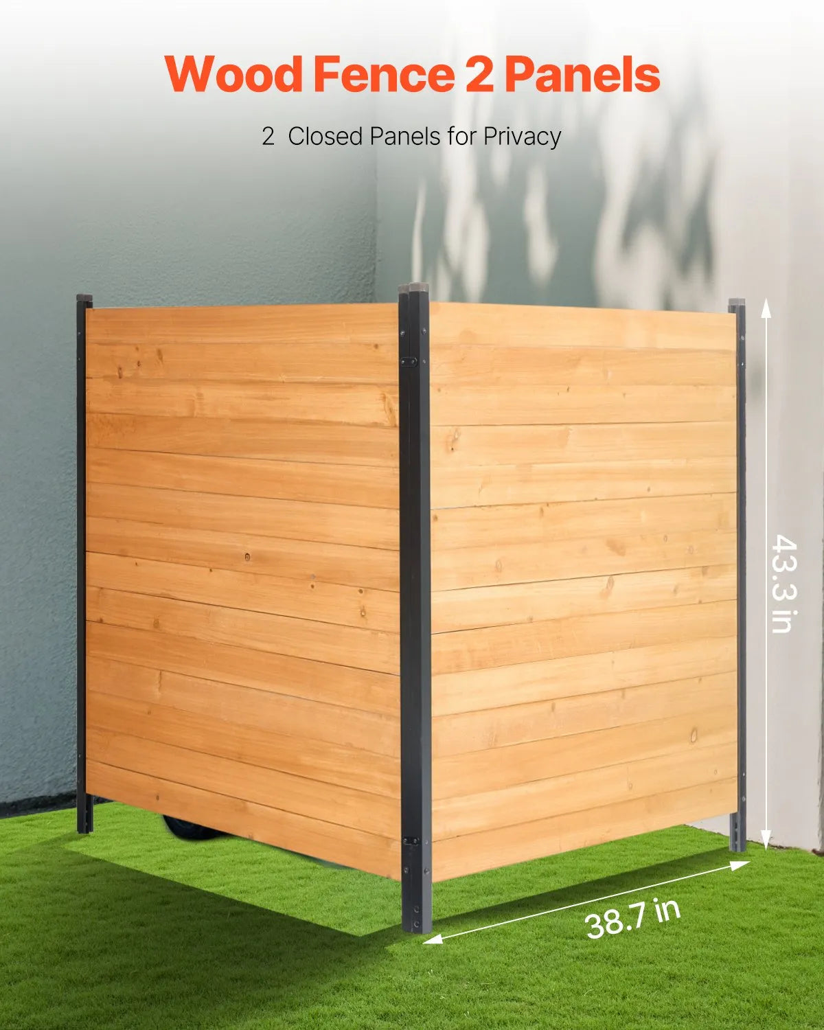 VEVOR Wooden Privacy Fence 2 Panels Solid Air Conditioner Fence 38