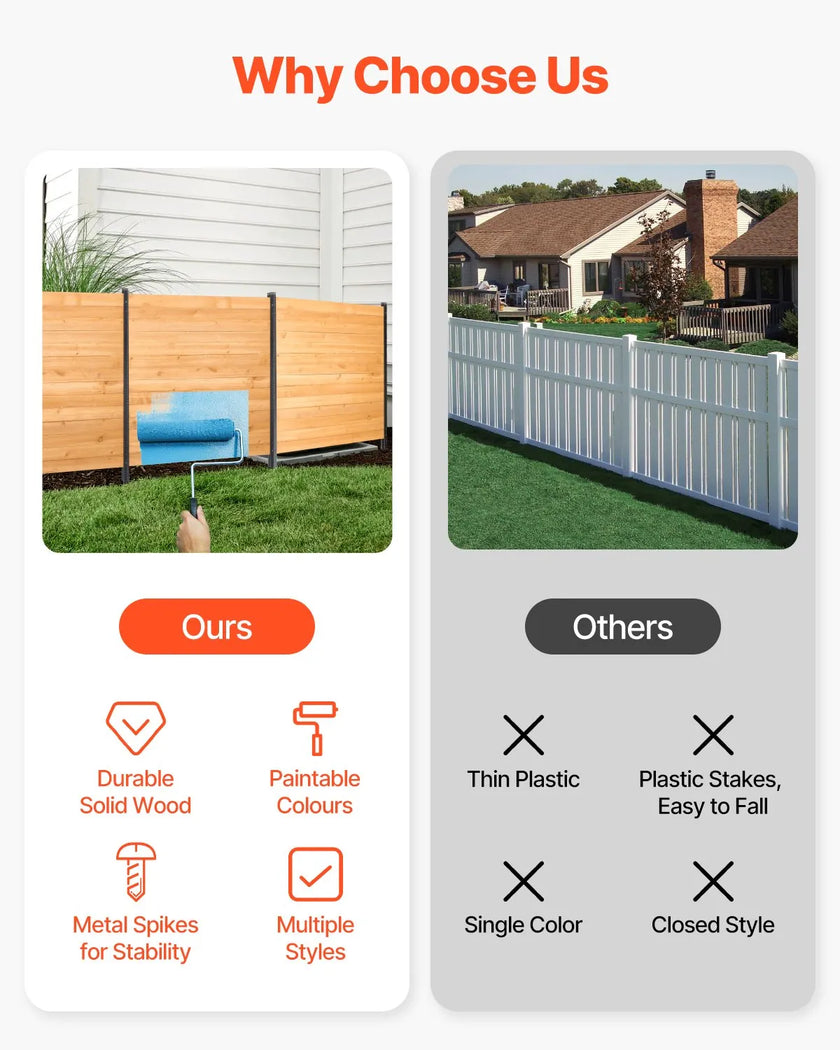 VEVOR Wooden Privacy Fence 2 Panels Solid Air Conditioner Fence 38