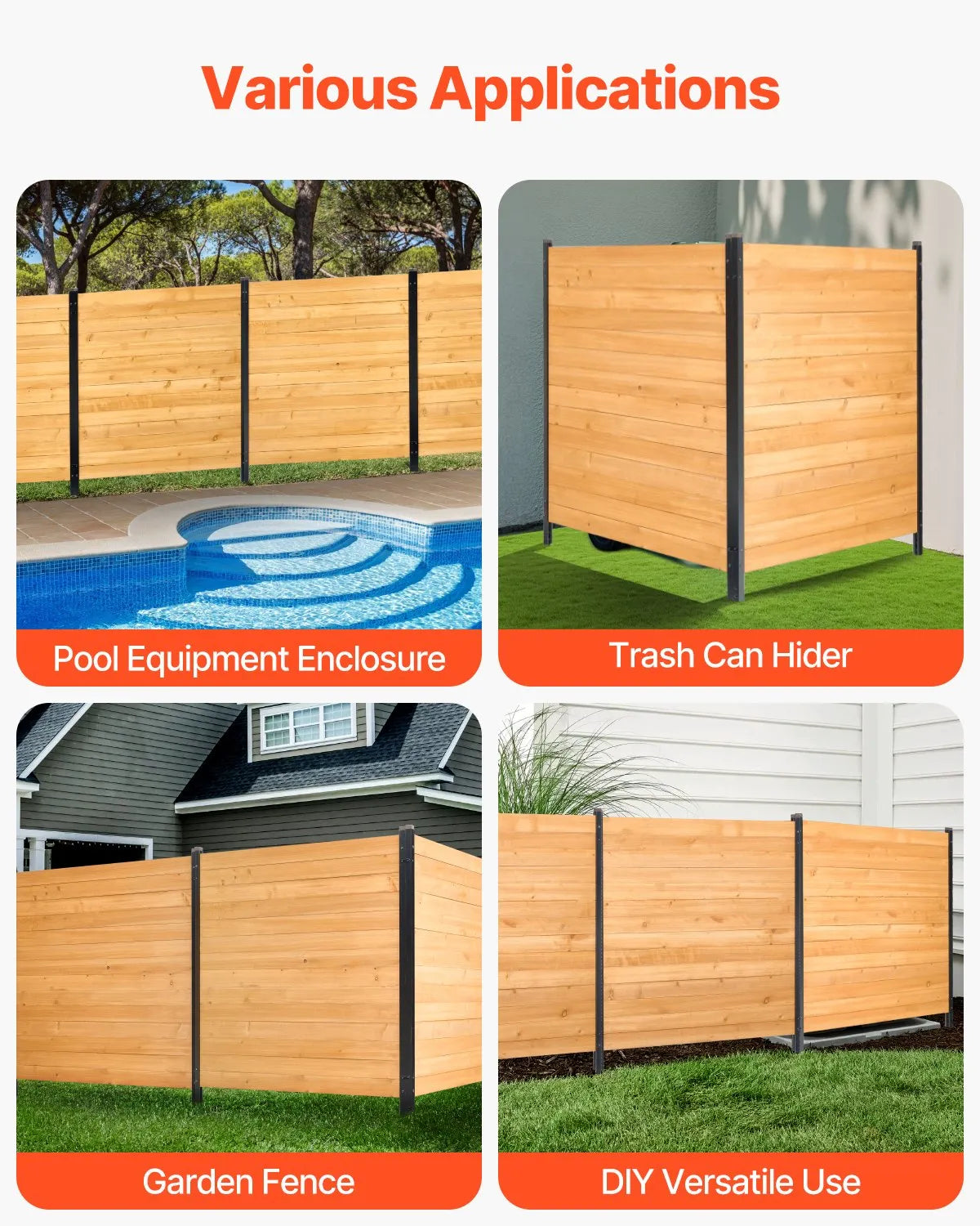 VEVOR Wooden Privacy Fence 2 Panels Solid Air Conditioner Fence 38