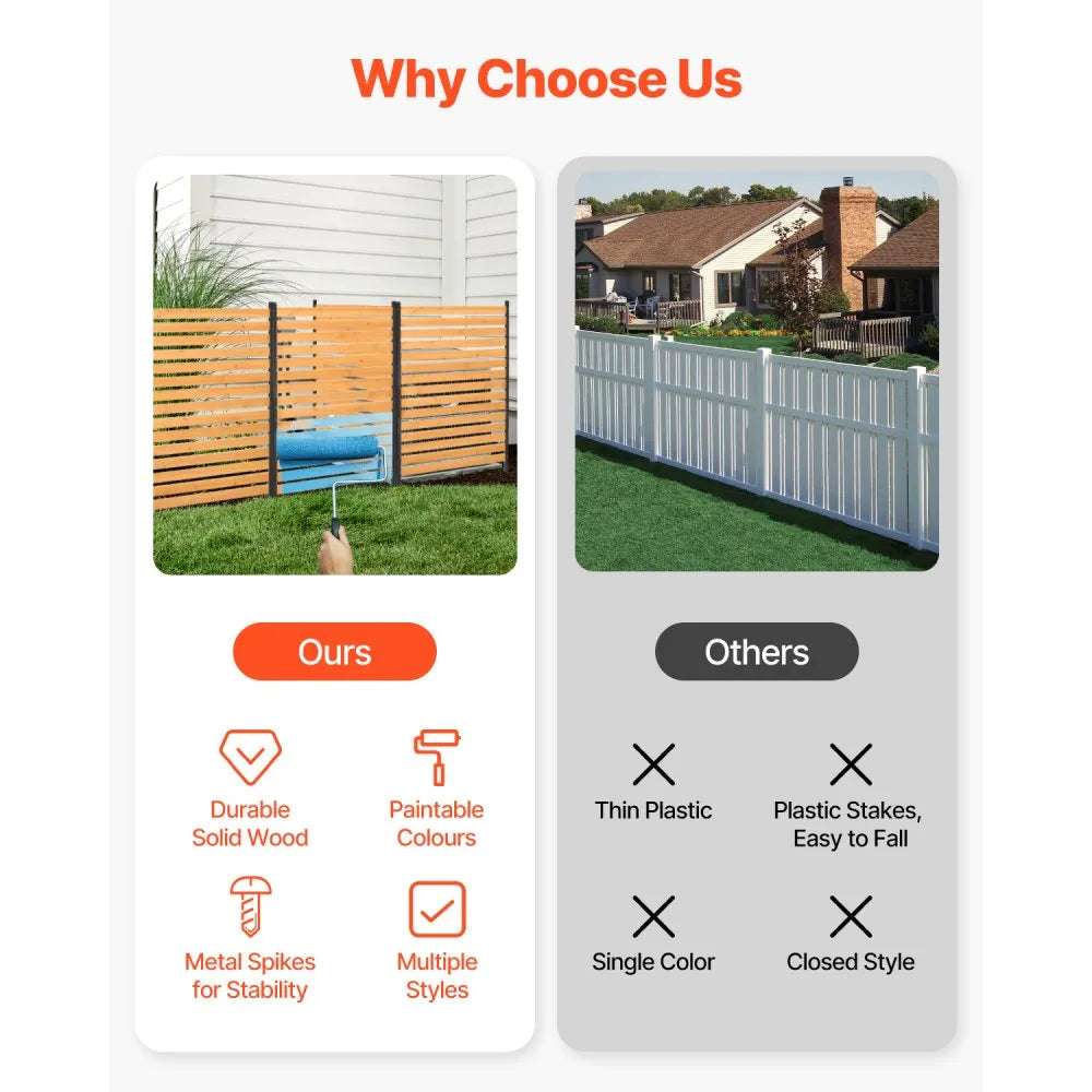 VEVOR Wood Privacy Fence 1 Panel Slatted Air Conditioner Fence 39