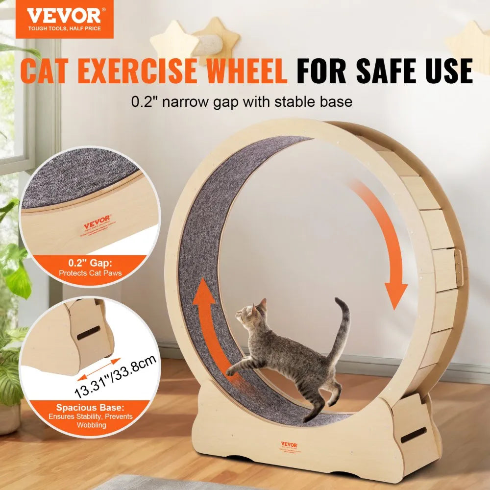 VEVOR Wooden Cat Exercise Wheel 52
