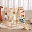 VEVOR Indoor Jungle Gym, 7-in-1 Toddler Indoor Playground, Wooden Toddler Climbing Toys Indoor with Wood & Rope Ladder, Net Ladder, Swing, Monkey Bar, Slide, Climbing Wall, 47.2 x 58 x 56in