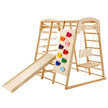 VEVOR Indoor Jungle Gym, 7-in-1 Toddler Indoor Playground, Wooden Toddler Climbing Toys Indoor with Wood & Rope Ladder, Net Ladder, Swing, Monkey Bar, Slide, Climbing Wall, 47.2 x 58 x 56in