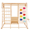 VEVOR Indoor Jungle Gym, 7-in-1 Toddler Indoor Playground, Wooden Toddler Climbing Toys Indoor with Wood & Rope Ladder, Net Ladder, Swing, Monkey Bar, Slide, Climbing Wall, 43 x 47.2 x 47in