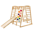 VEVOR Indoor Jungle Gym, 7-in-1 Toddler Indoor Playground, Wooden Toddler Climbing Toys Indoor with Wood & Rope Ladder, Net Ladder, Swing, Monkey Bar, Slide, Climbing Wall, 43 x 47.2 x 47in