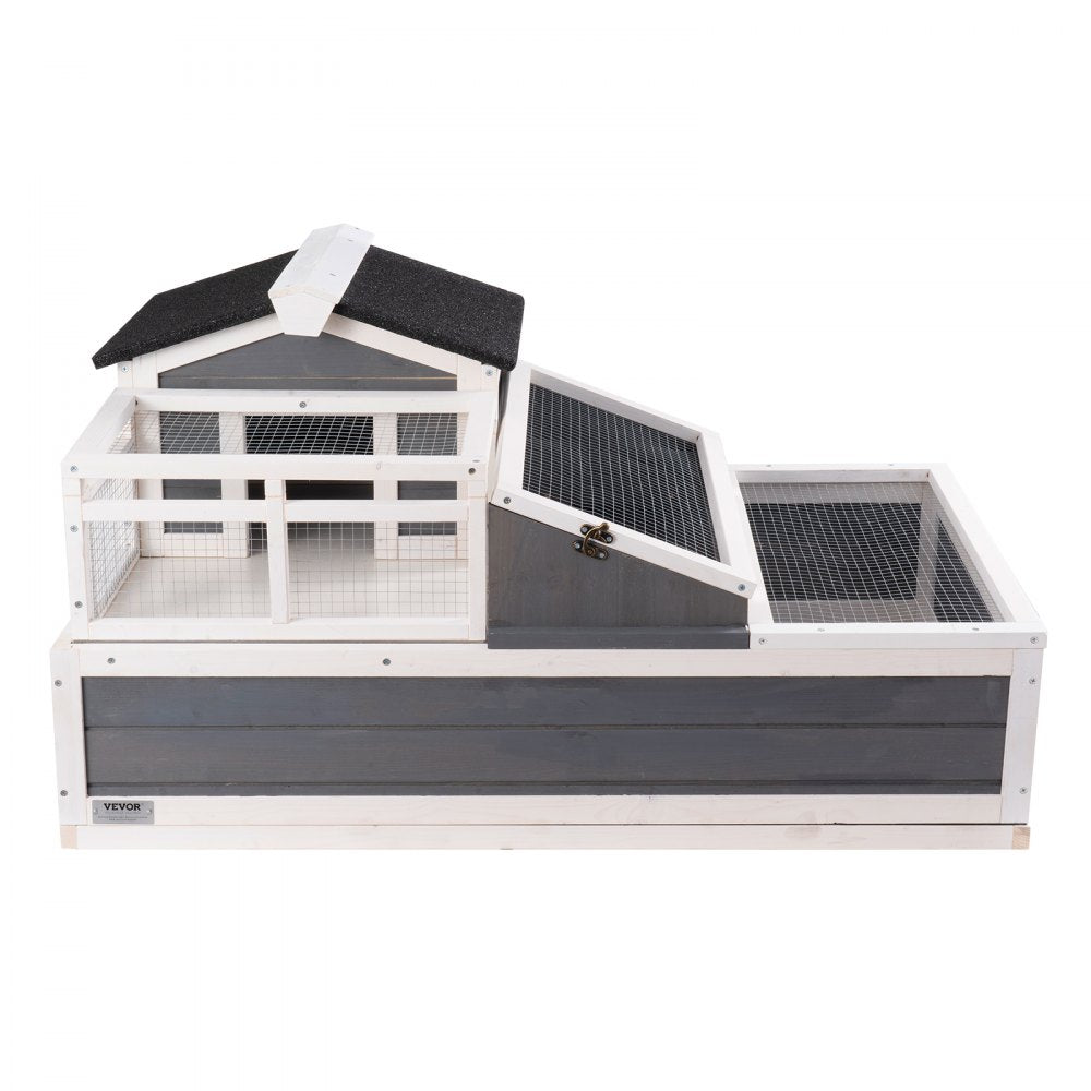 VEVOR Tortoise Habitat Wooden Tortoise House Indoor/Outdoor 3-Room 44x25.6x24in