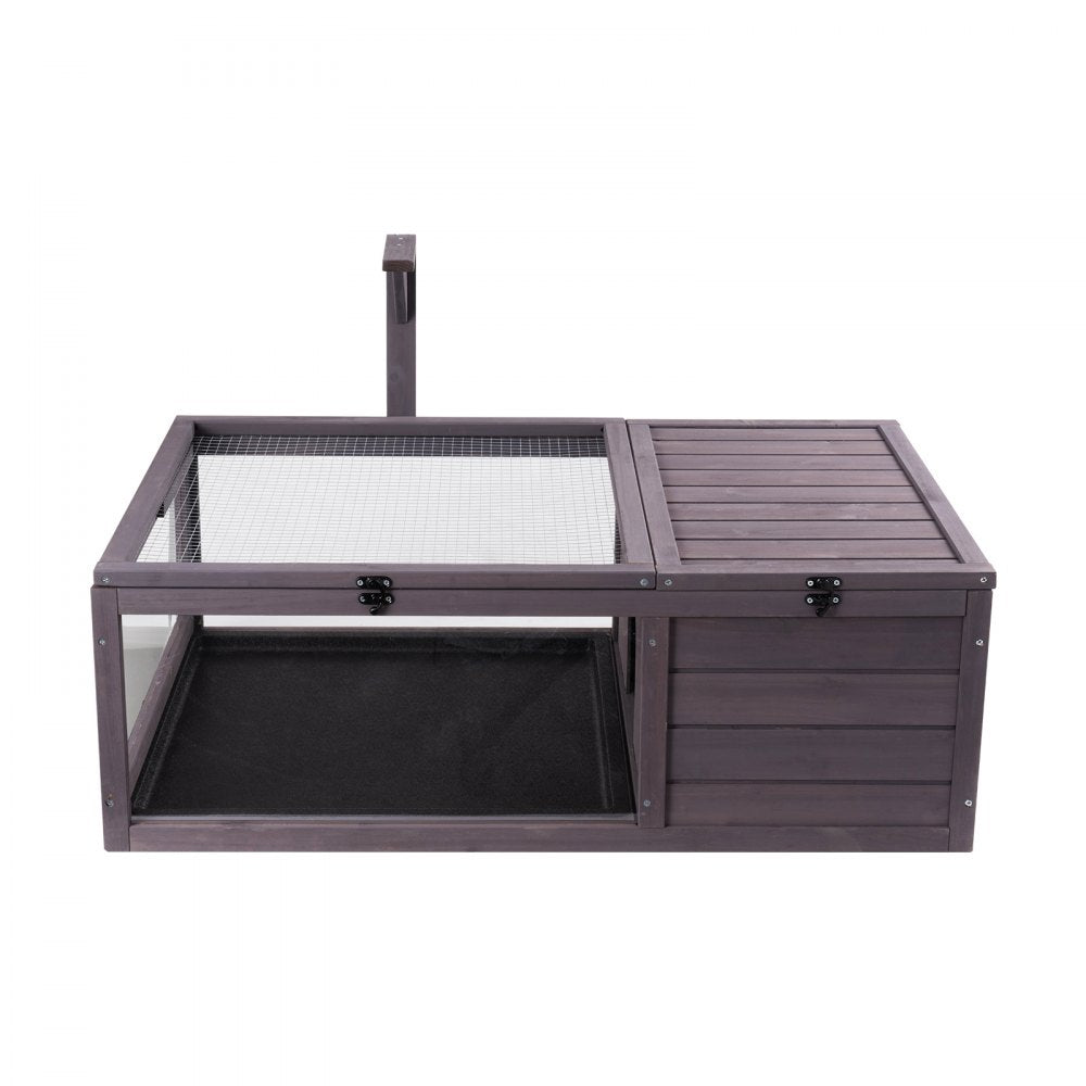 VEVOR Tortoise Habitat Wooden Tortoise House Indoor & Outdoor 2-Room 38x24x13in