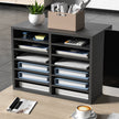 VEVOR Literature Organizers, 12 Compartments Office Mailbox with Adjustable Shelves, Wood Literature Sorter 20.4x12x16.1 inches for Office, Home, Classroom, Mailrooms Organization, EPA Certified Grey