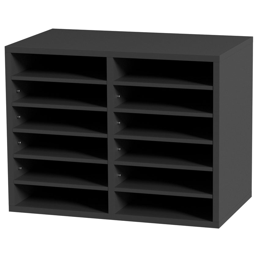 VEVOR Literature Organizers, 12 Compartments Office Mailbox with Adjustable Shelves, Wood Literature Sorter 20.4x12x16.1 inches for Office, Home, Classroom, Mailrooms Organization, EPA Certified Grey