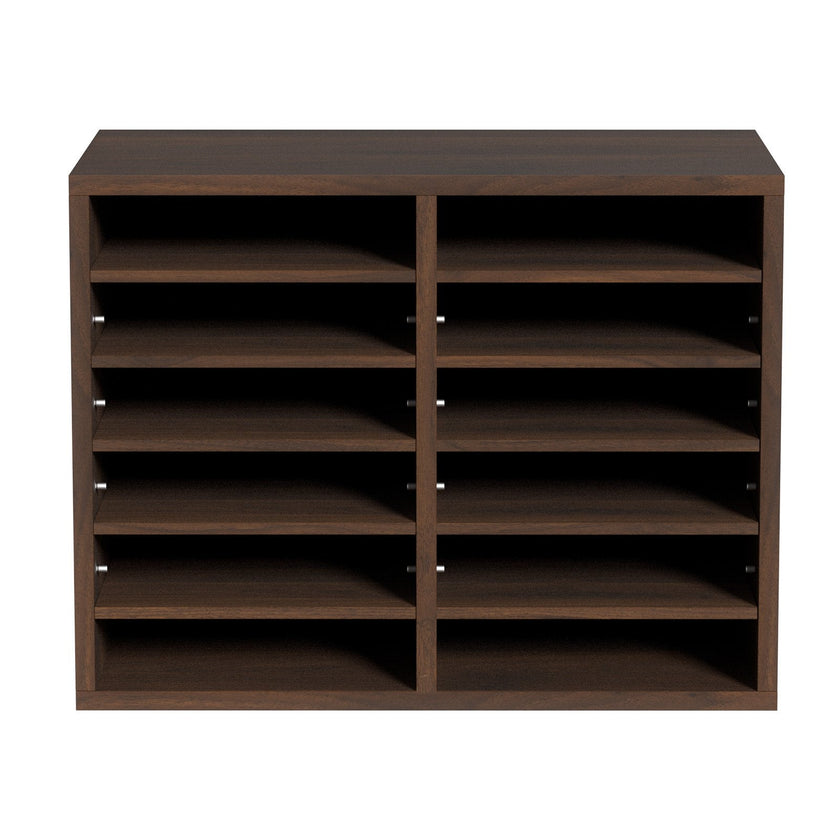 VEVOR Literature Organizers, 12 Compartments Office Mailbox with Adjustable Shelves, Wood Literature Sorter 20.4x12x16.1 inches for Office, Home, Classroom, Mailrooms Organization, EPA Certified Brown