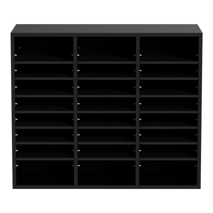 VEVOR Wood Literature Organizer, 24 Compartments, File Sorter with Removable Shelves, Mailboxes Slot for Office Home Classroom Mailrooms Organization, EPA Certified, Black