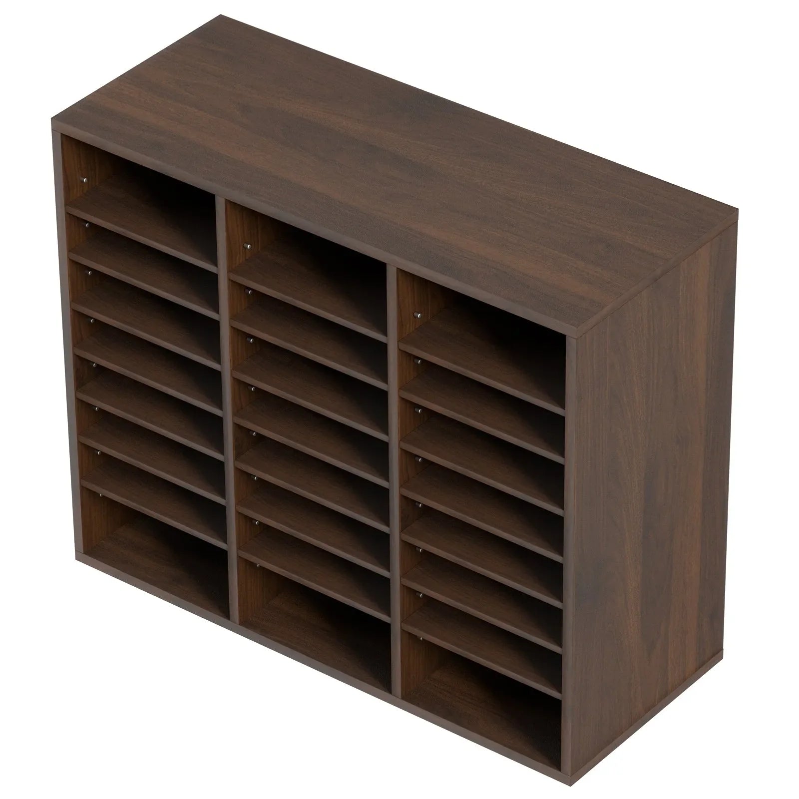 VEVOR Literature Organizers, 24 Compartments Office Mailbox with Adjustable Shelves, Wood Literature Sorter 29x12x24.4 inches for Office, Home, Classroom, Mailrooms Organization, EPA Certified, Brown