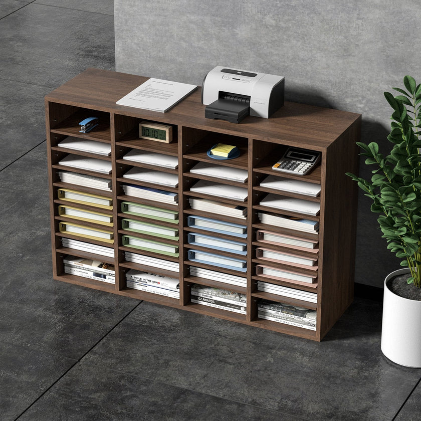 VEVOR Literature Organizers, 36 Compartments Office Mailbox with Adjustable Shelves, Wood Literature Sorter 39.3x12x26.8 inches for Office, Home, Classroom, Mailrooms Organization, EPA Certified Brown
