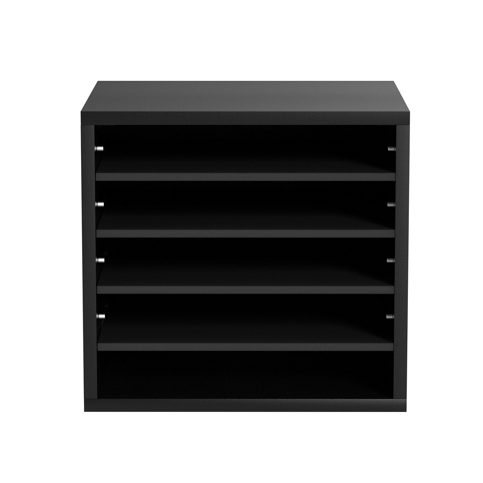 VEVOR Literature Organizers, 5 Compartments Office Mailbox with Adjustable Shelves, Wood Literature Sorter 13.9x12x13 inches for Office, Home, Classroom, Mailrooms Organization, EPA Certified, Black