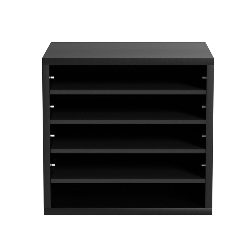 VEVOR Literature Organizers, 5 Compartments Office Mailbox with Adjustable Shelves, Wood Literature Sorter 13.9x12x13 inches for Office, Home, Classroom, Mailrooms Organization, EPA Certified, Black