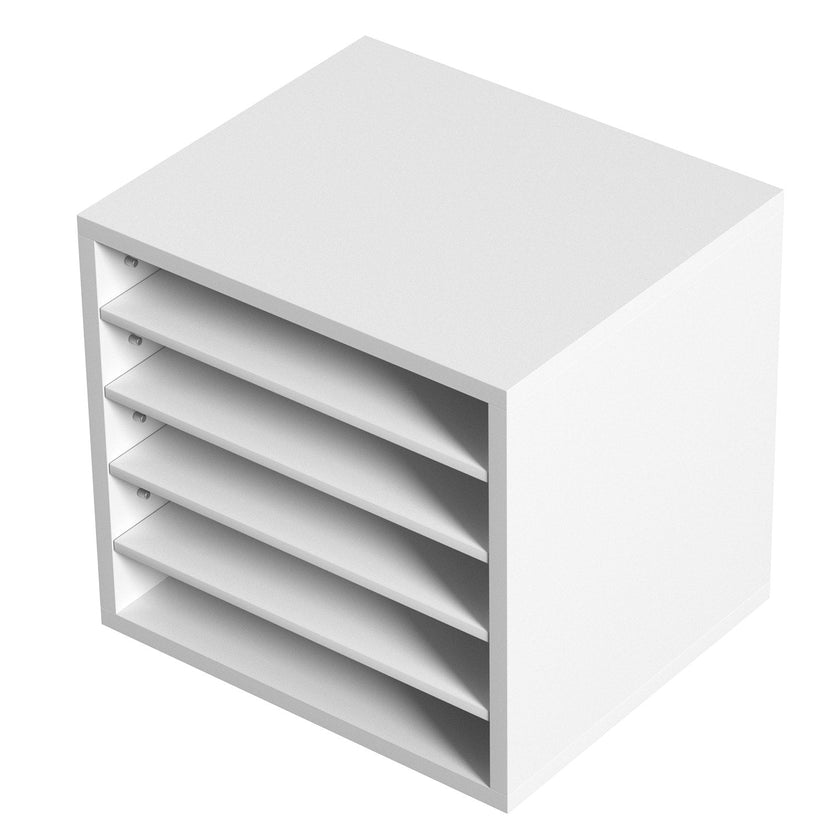 VEVOR Literature Organizers, 5 Compartments Office Mailbox with Adjustable Shelves, Wood Literature Sorter 13.9x12x13 inches for Office, Home, Classroom, Mailrooms Organization, EPA Certified, White