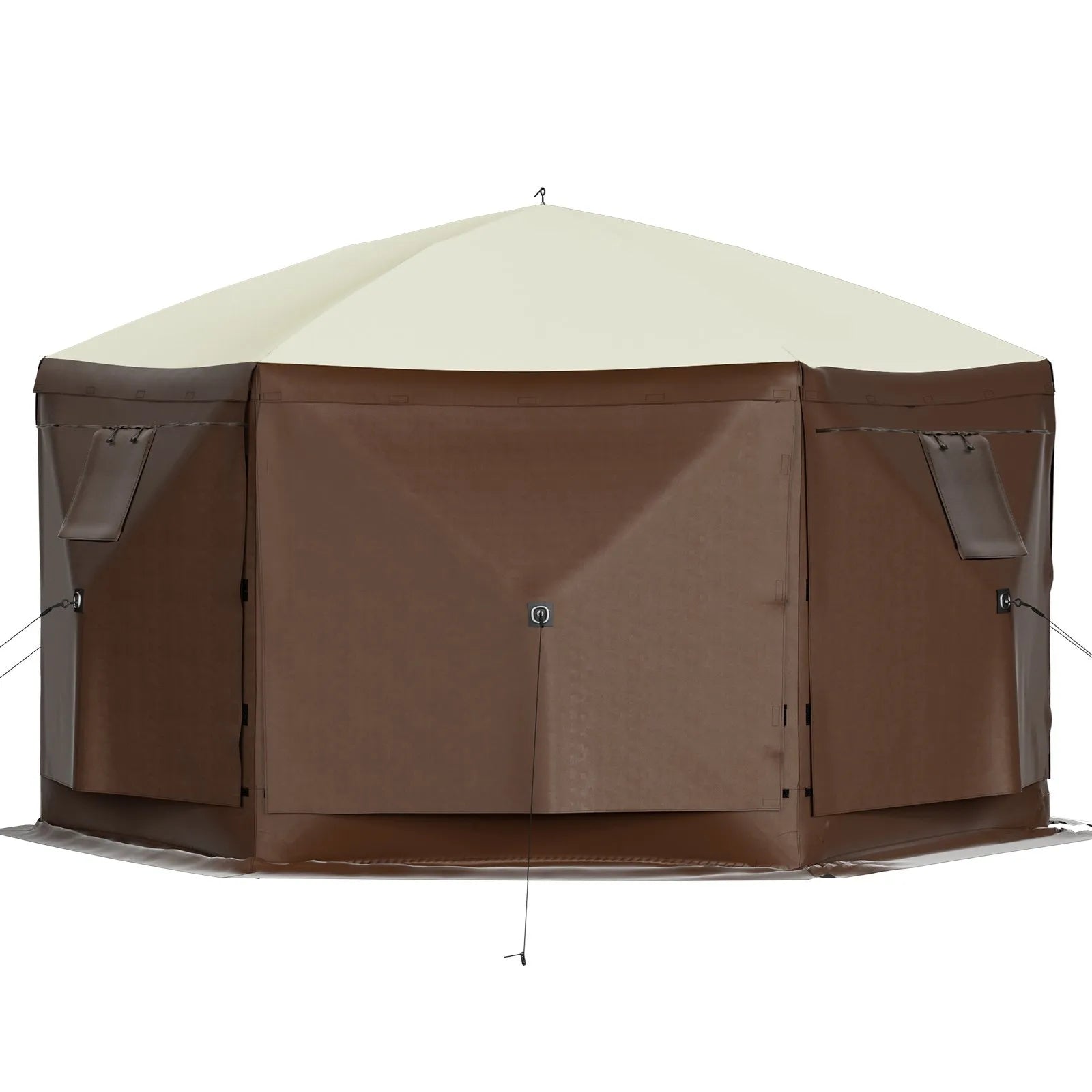 VEVOR Gazebo Screen Tent, 10 x 10 ft, 6 Sided Pop-up Camping Canopy Shelter Tent with Mesh Windows, Portable Carry Bag, Ground Stakes, Large Shade Tents for Outdoor Camping, Lawn and Backyard