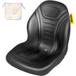 VEVOR Universal Tractor Seat Replacement, Compact High Back Mower Seat, Black Vinyl Forklift Seat, Central Drain Hole Skid Steer Seat with Mounting Bolt Patterns of 8