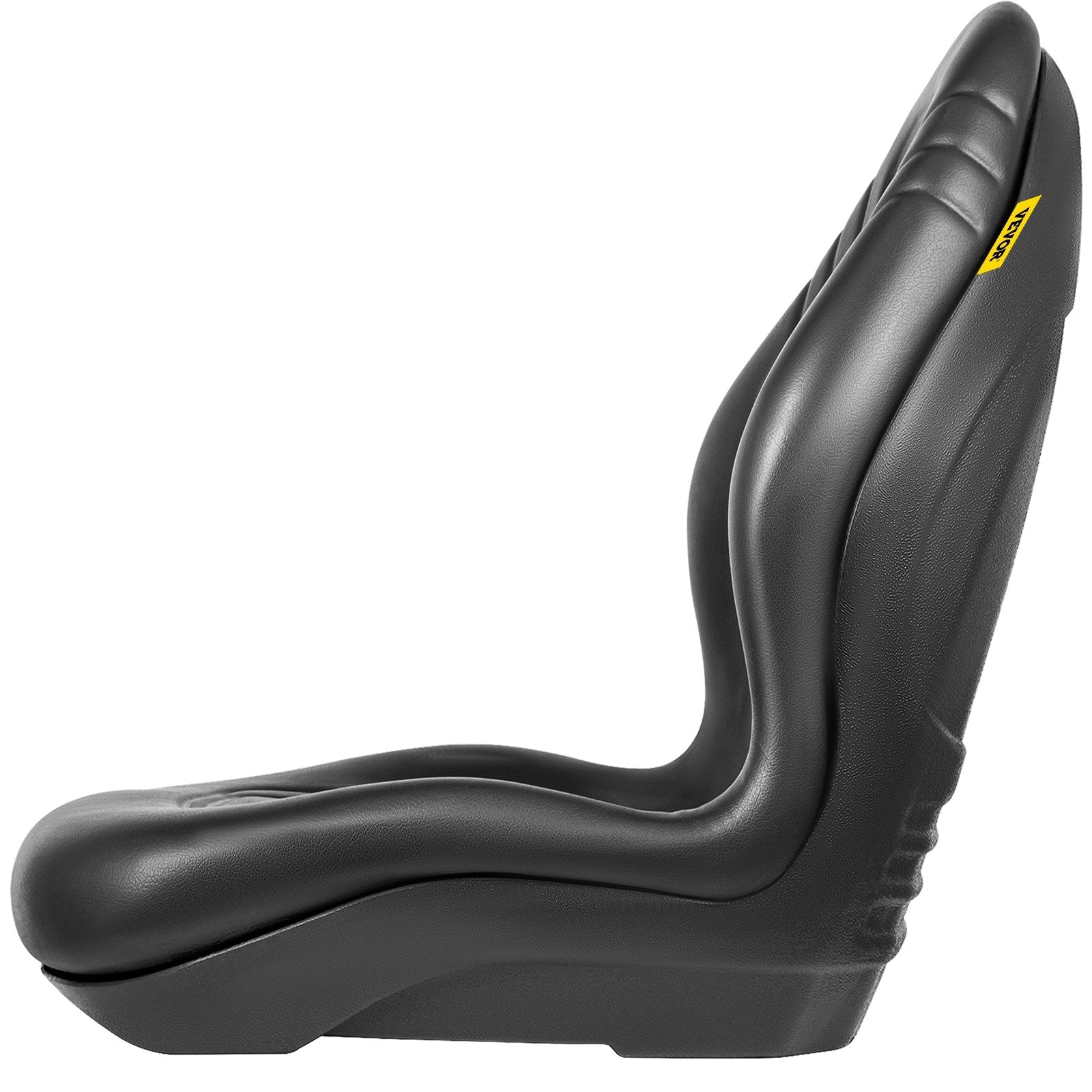 VEVOR Universal Tractor Seat Replacement, Compact High Back Mower Seat, Black Vinyl Forklift Seat, Central Drain Hole Skid Steer Seat with Mounting Bolt Patterns of 8