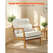 Mid Century Modern Linen Accent Chair with Solid Wood Frame and Thick Cushion – Beige & Brown