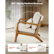 Mid Century Modern Linen Accent Chair with Solid Wood Frame and Thick Cushion – Beige & Brown