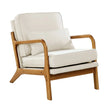Mid Century Modern Linen Accent Chair with Solid Wood Frame and Thick Cushion – Beige & Brown