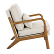 Mid Century Modern Linen Accent Chair with Solid Wood Frame and Thick Cushion – Beige & Brown
